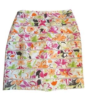 Ann Taylor Floral Pencil Skirt - Pink, Orange, Green Petite